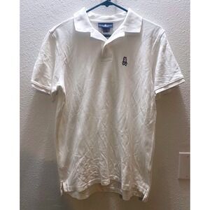 Psycho Bunny Mens White Short Sleeve Polo Shirt Bunny Skull Logo Size 5/Medium